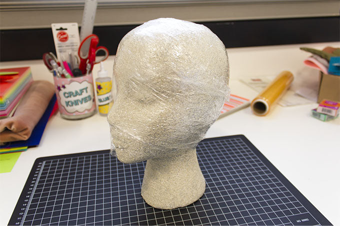 head of mannequin plastic wrap