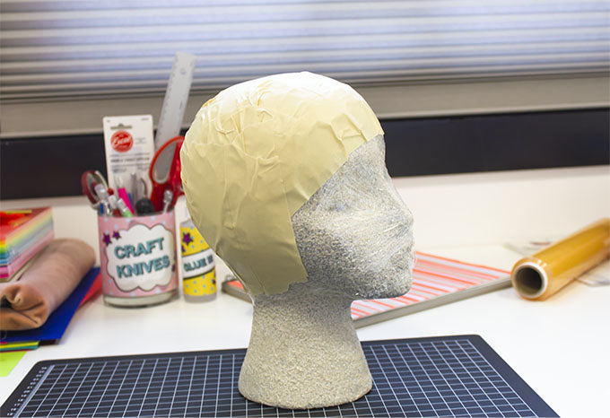 head of mannequin taped