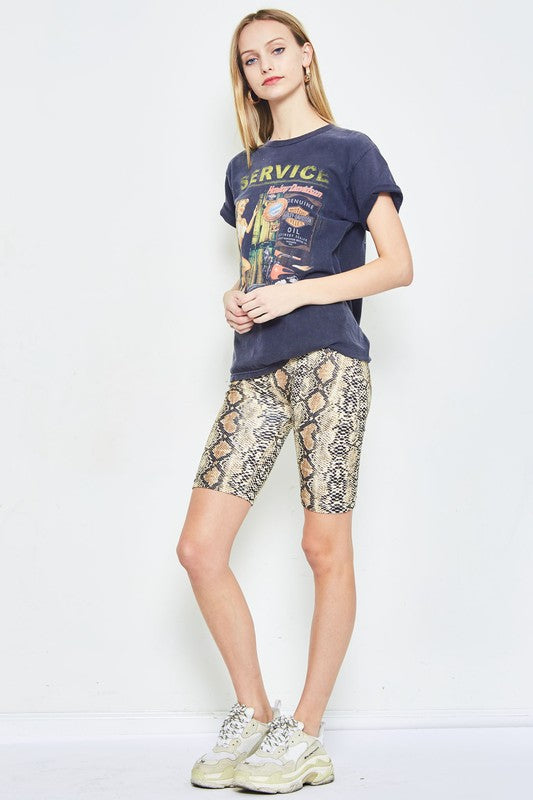 snakeskin biker shorts