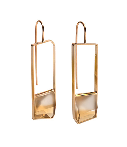 Melanie Katsalidis Golden Frame Citrine Earrings