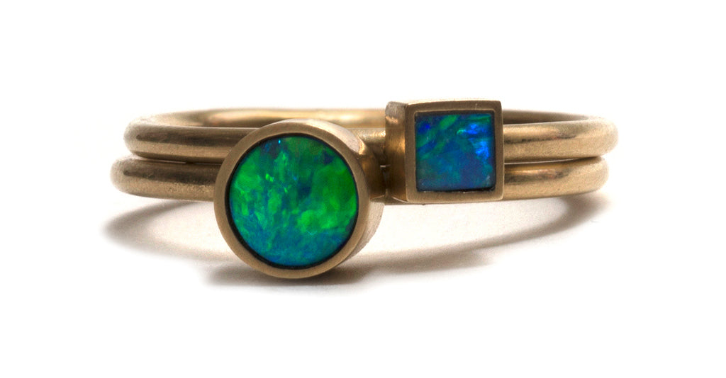 Golden Opal Element Stacking Rings by Melanie Katsalidis