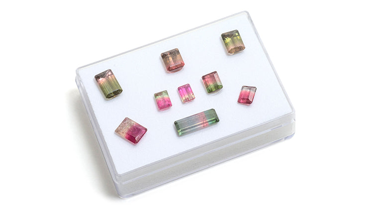 Most watermelon tourmaline stones are cut to an emerald or baguette cut.