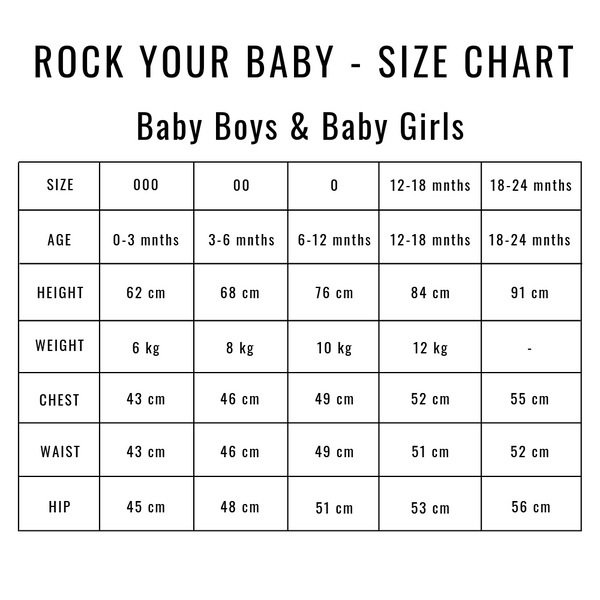 Rock Your Baby Size Chart