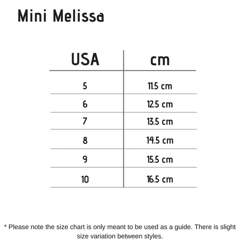 Mini Meilssa Size Chart | Toddler and 
