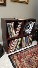 Espresso Wood Grain Vinyl Records Storage Bookcase