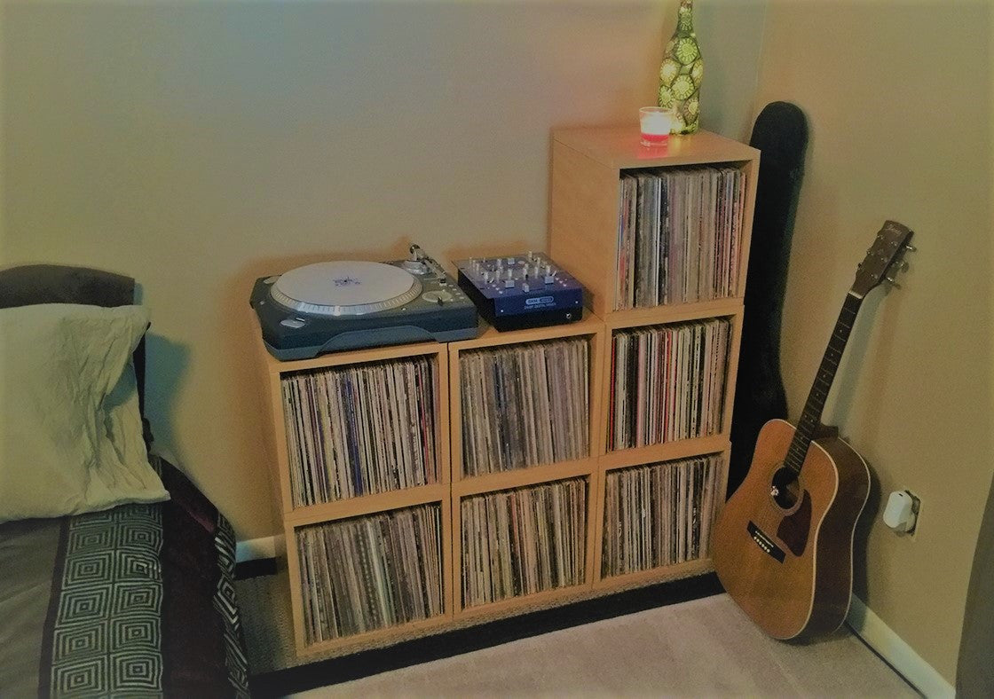 Oak Vinyl Record Album Storage Cube and Stackable Shelf - Way Basics