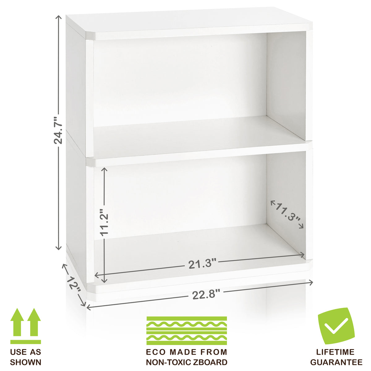 2 Shelf White Bookcase Eco Friendly Way Basics