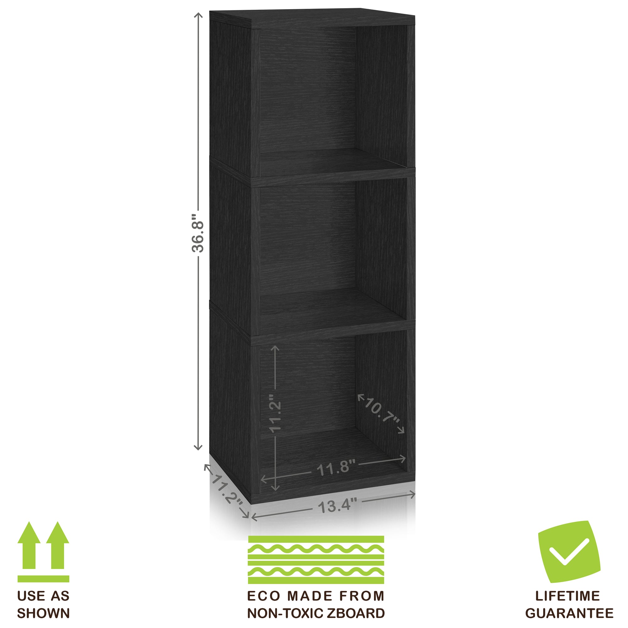 3 Cubby Storage Organizer Black Eco Friendly Way Basics