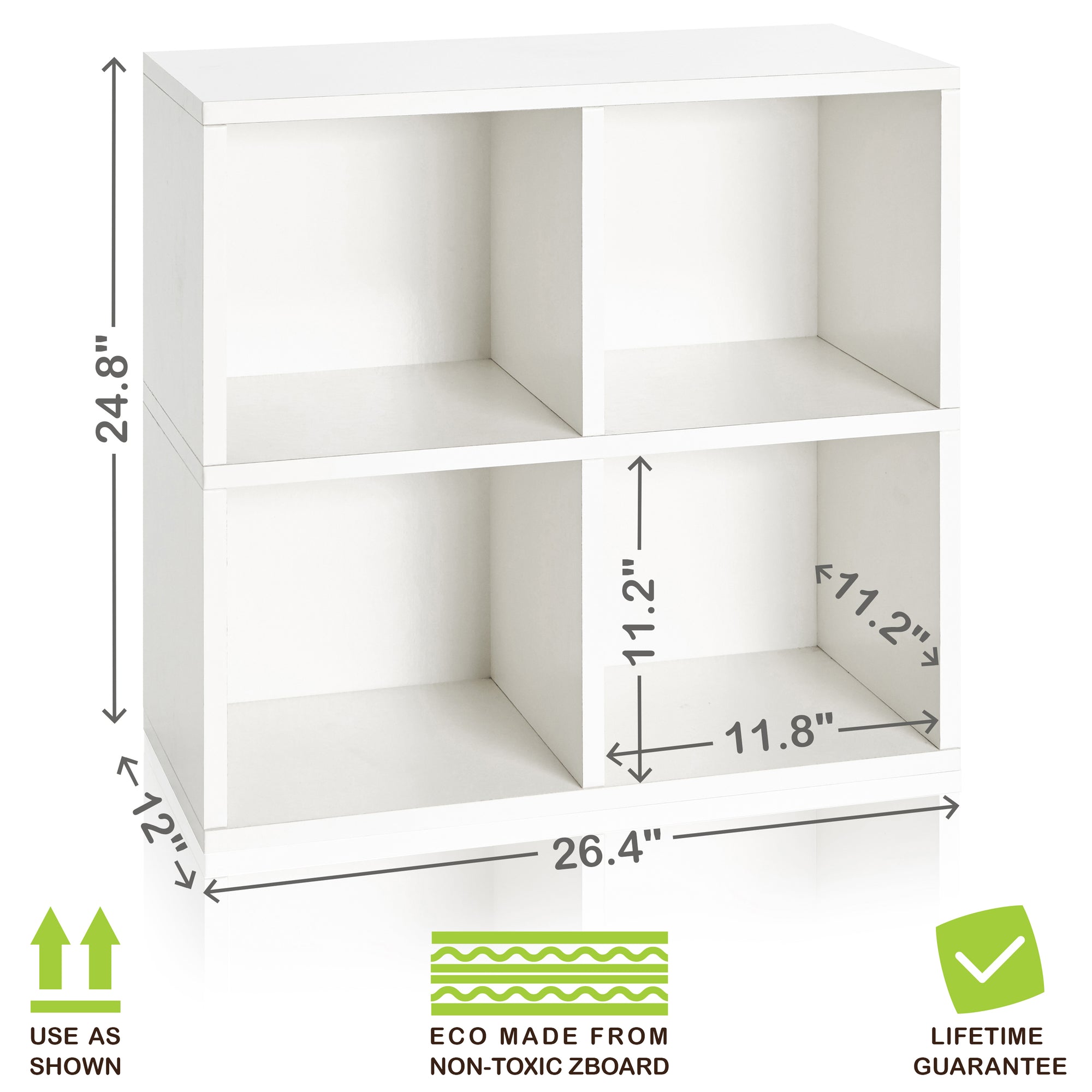 4 Cubby Storage Cube White Eco Friendly Way Basics