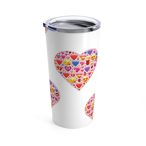 Tumbler HEART EMOTICON Hearts Pattern Insulated 20 oz Coffee Lover   Unisex Shipping Included