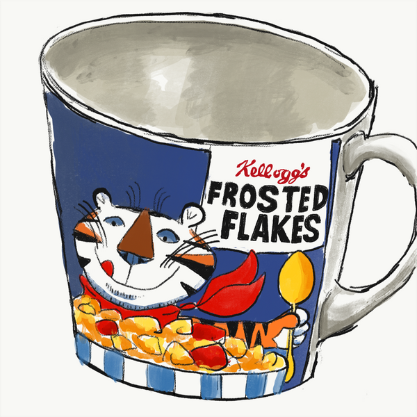 Drawing of Kellogg's frosted flakes mug