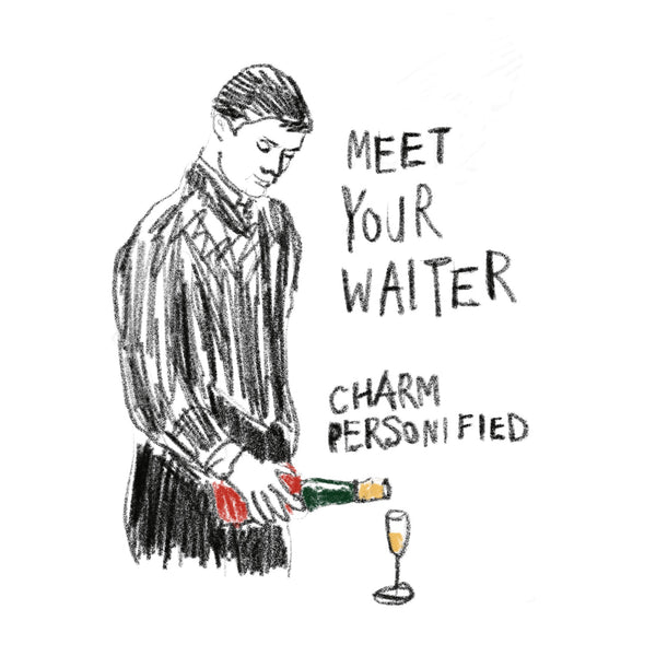 Suave 1960s waiter sketch