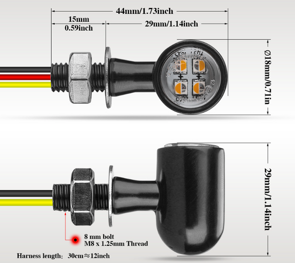 Dimensions clignotants moto homologués