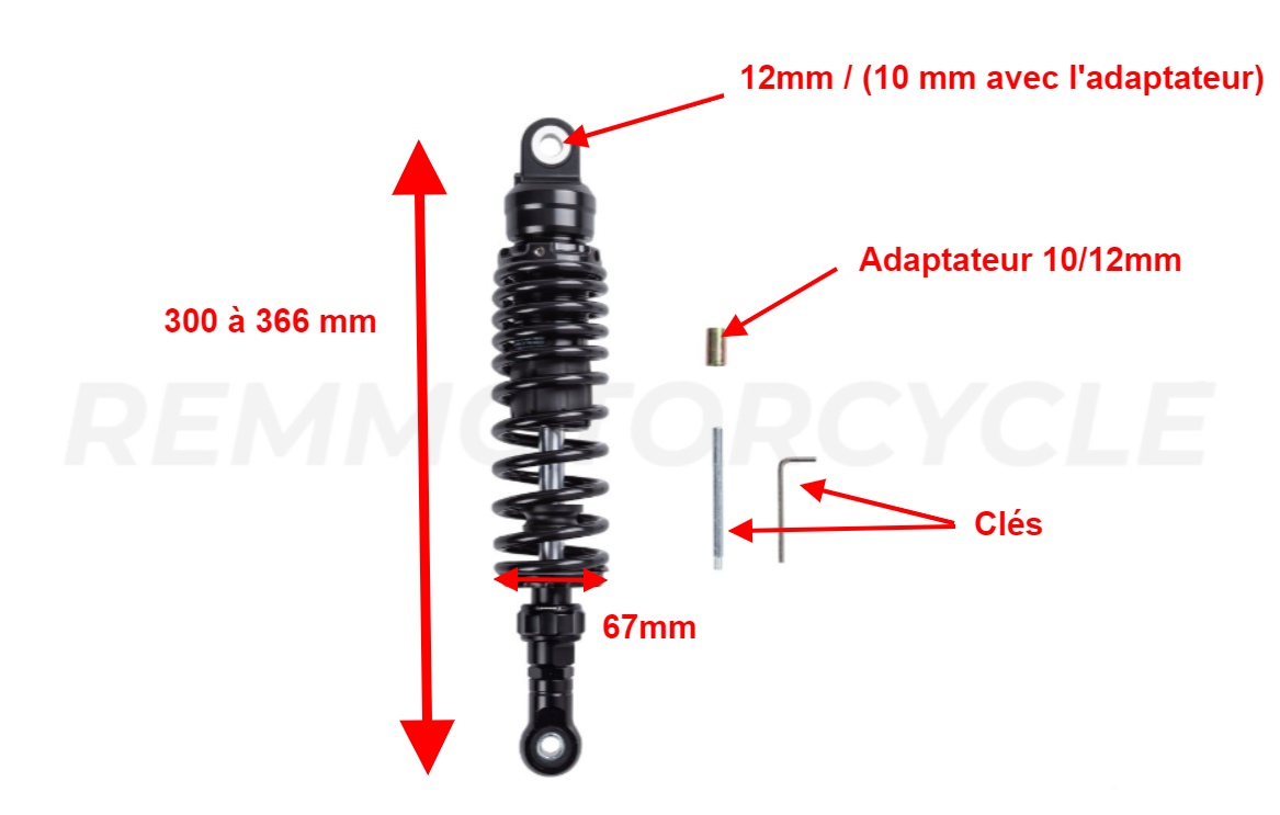 Amortisseur moto réglable supérieur noir et argent