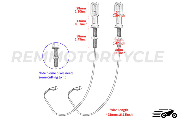 motorcycle LED flasher dimensions