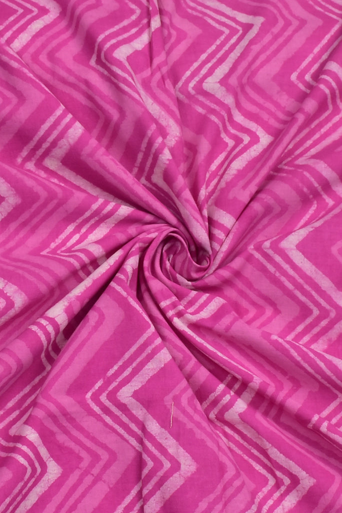 Buy Pink Zig Zag Print Cotton Fabric Online | Qutun