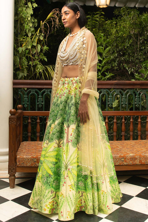 Beautiful Grey colored printed Lehenga Set - Buy