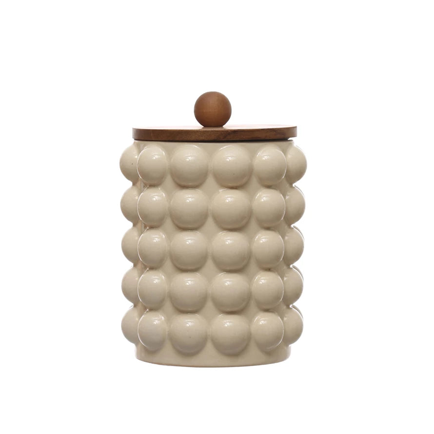 Hobnail Canister w/ wood lid (medium)