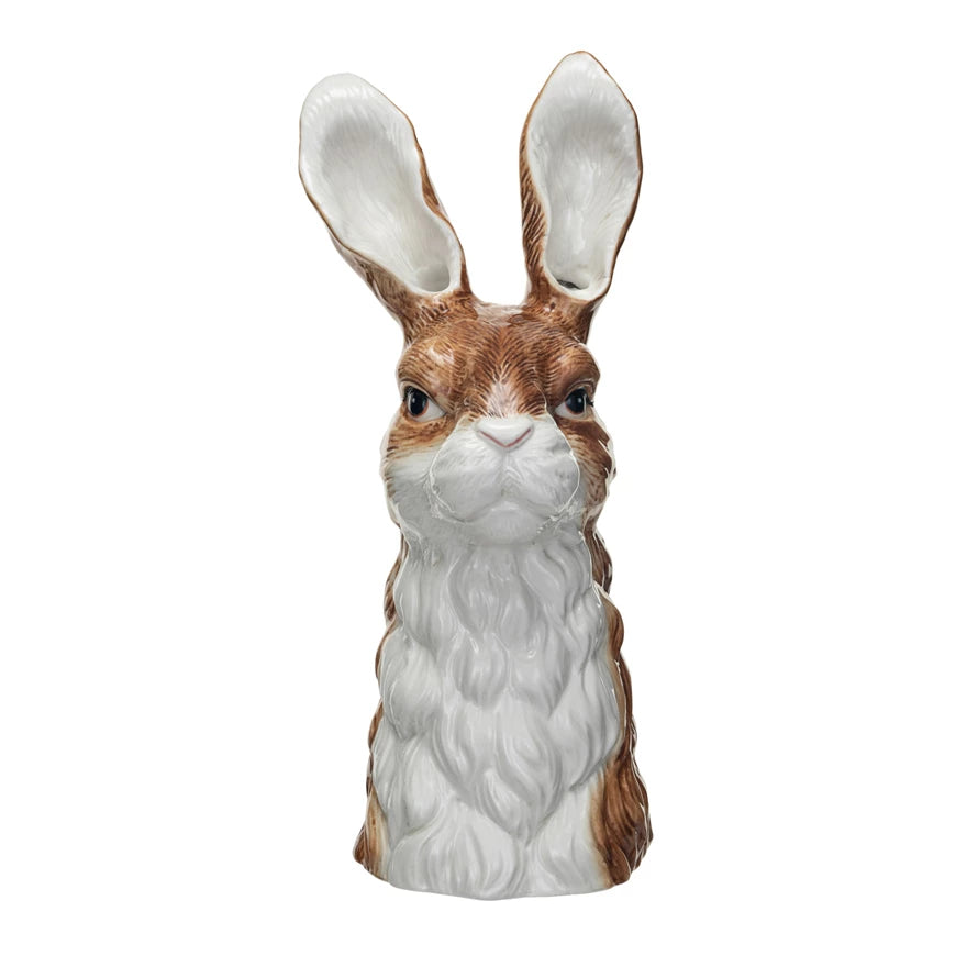 Hand Painted Stoneware Rabbit Vase