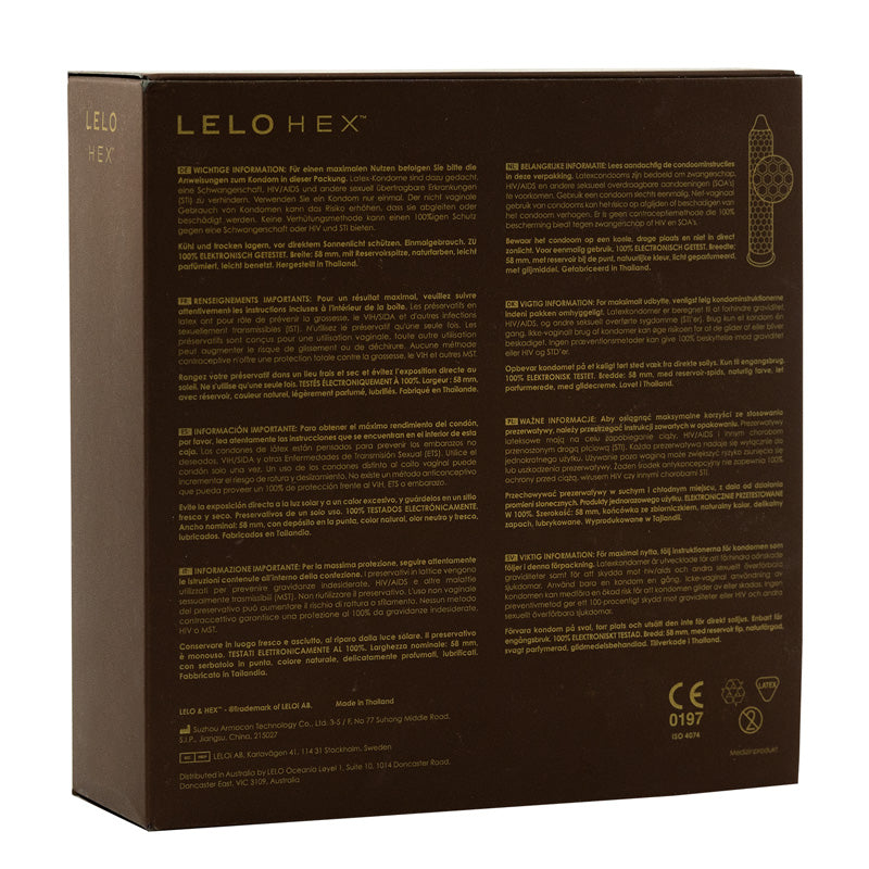 Lelo Hex Respect Xl Box 36 Hexagonal Textured Condoms ️ Worldcondoms 