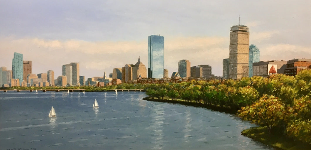 Charles River Panorama By Neil Mcauliffe Realist Boston Skyline Oi