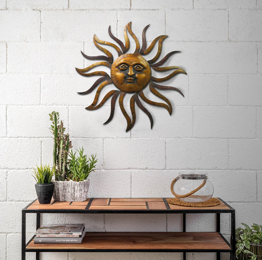 Round Hanging Metal Sun Wall Art