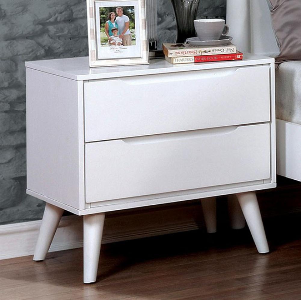 Benjara Lennart Ii Mid Century Modern Nightstand White Finish Bm123114 Benzara Com