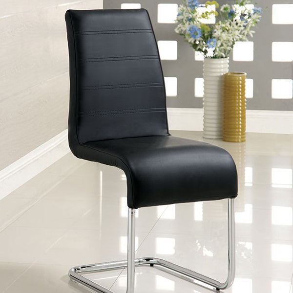 BM131374 Mauna Contemporary Side Chair With Steel Tube, Black Finish, Set Of 2