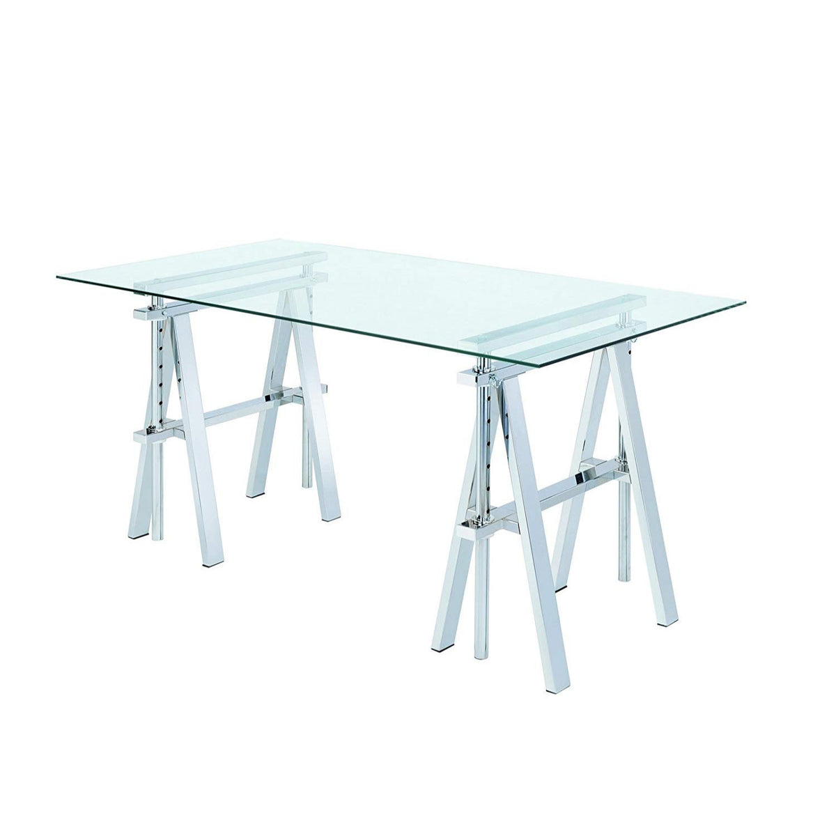 Benzara Bm159103 Adjustable Writing Desk With Sawhorse Legs Clear