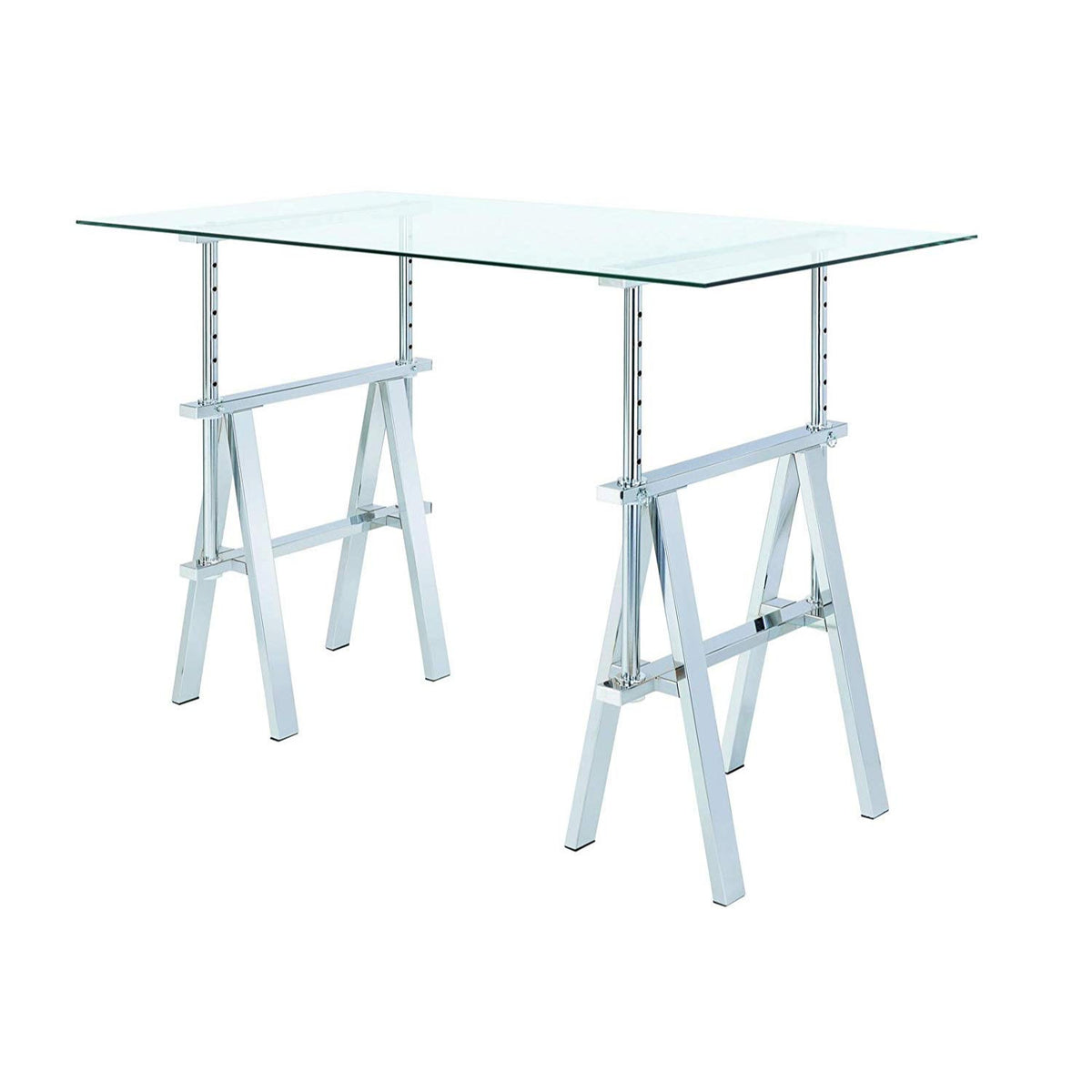 Benzara Bm159103 Adjustable Writing Desk With Sawhorse Legs Clear