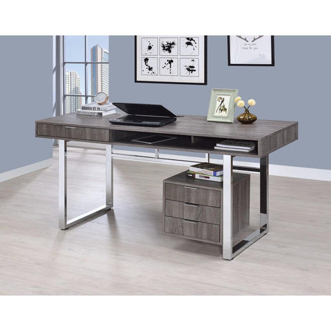 Benjara 45 Inch Wood Computer Desk, 2 Shelves, 1 Drawer, Rustic Brown and  Black - BM229592