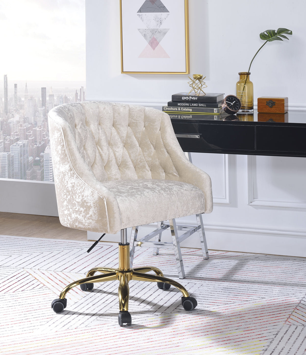 velvet upholstered office chair