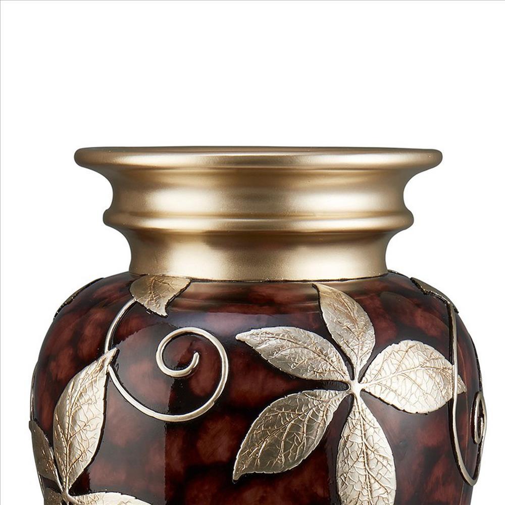 Benjara Drey 10 Inch Crystal Glass Vase, Urn Classic Vintage Style