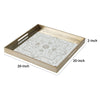 Miki 20 Inch Square Decorative Tray, Artisan Mirrored Floral Pattern, Gold - BM285536