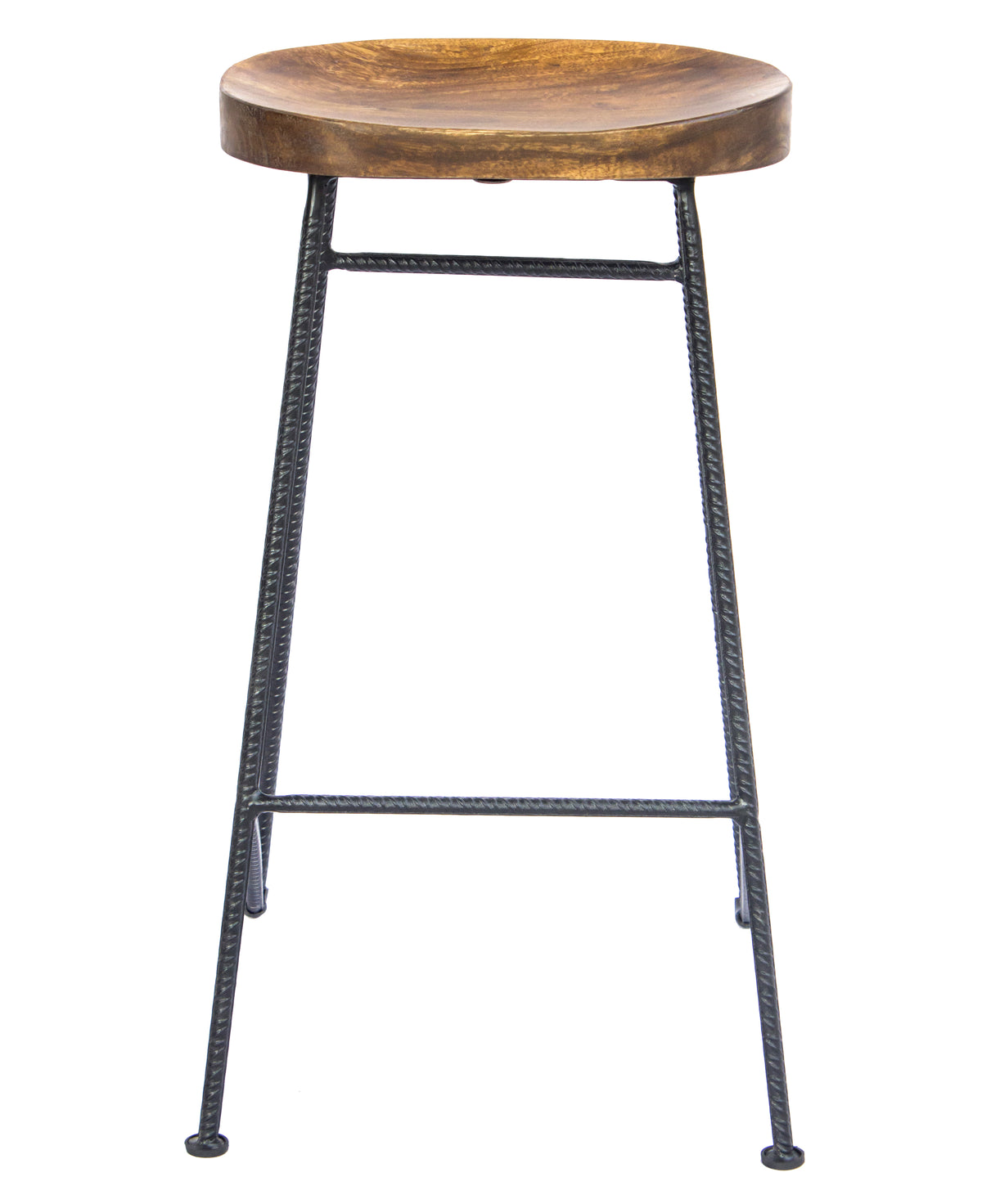 The Urban Port Mango Wood Saddle Seat Bar Stool With Iron Rod Legs