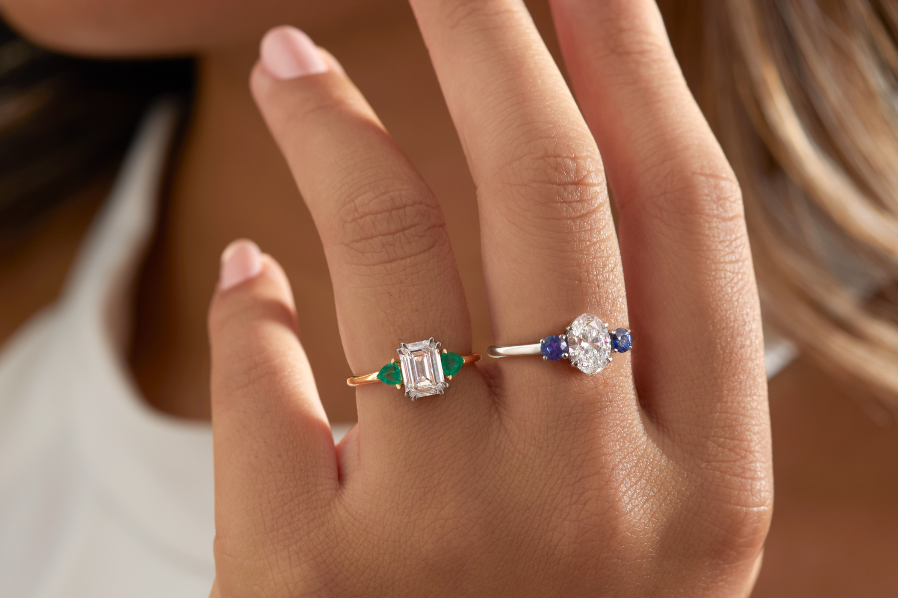 Solar Diamond and Gemstone Trilogy rings from Fenton