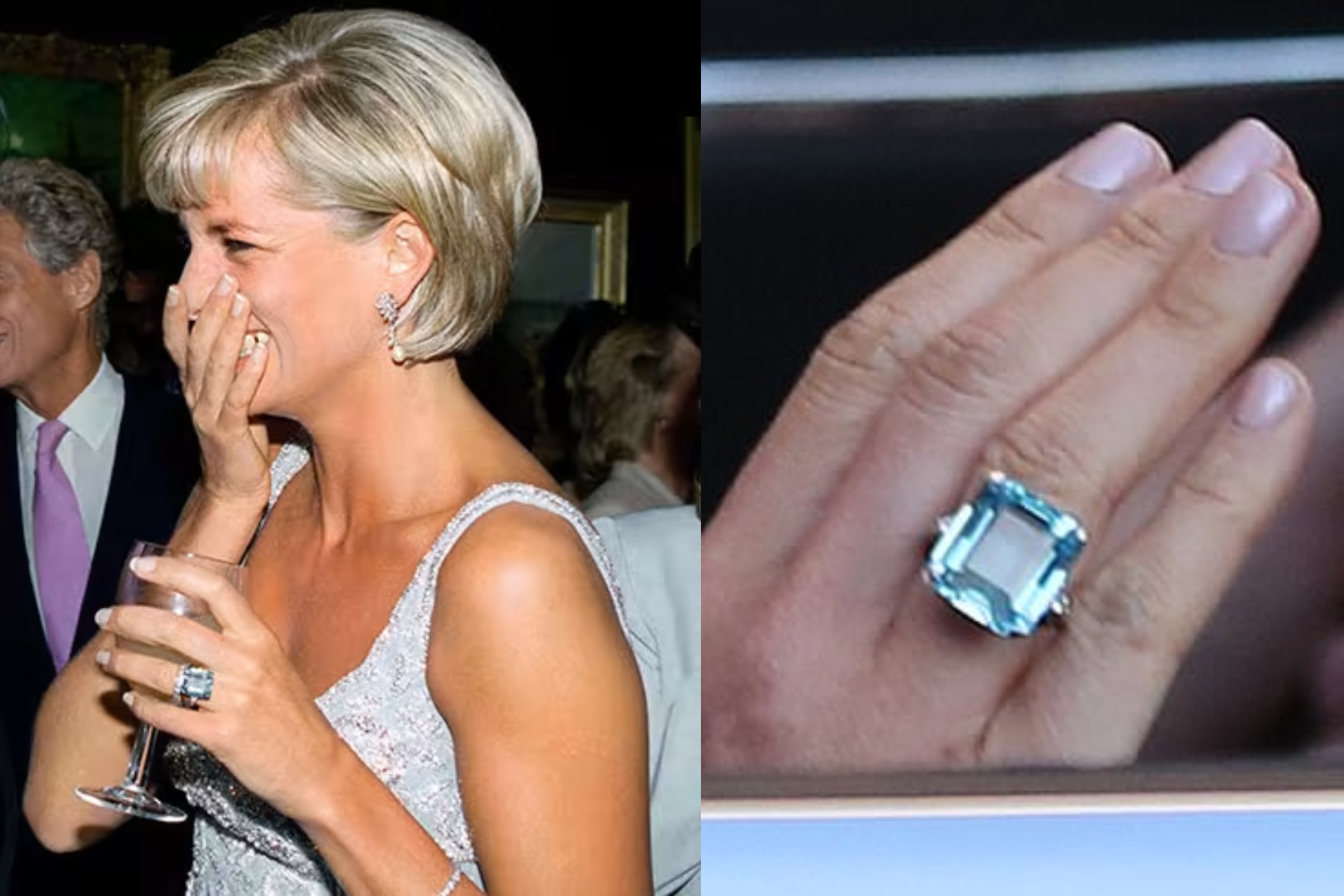 Princess Diana and Duchess of Sussex Aquamarine Cocktail Ring