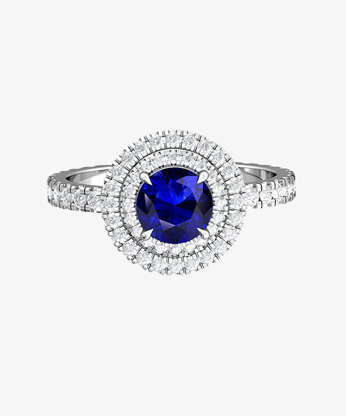 Bague en saphir bleu et diamant de Fenton 