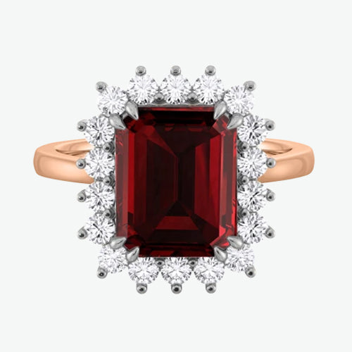 Bague Star Emerald Garnet Platinum