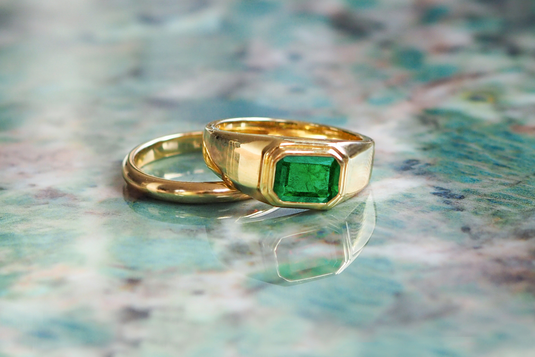 Emerald 18k Gold Signet from Fenton | Men's engagement rings