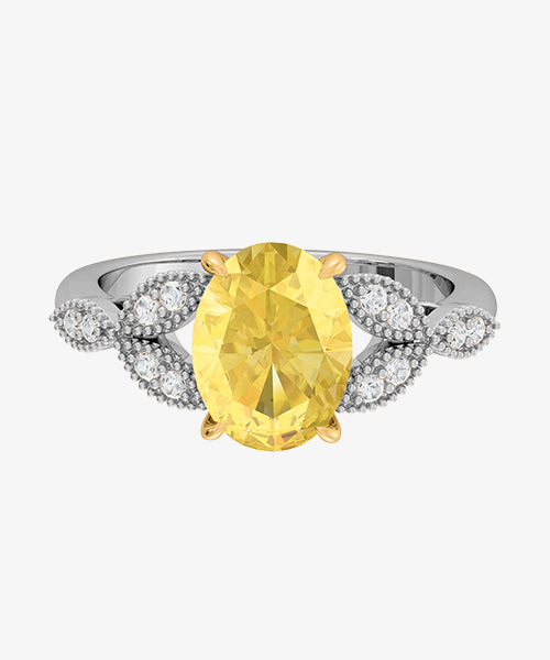 Bague en platine saphir jaune de Fenton