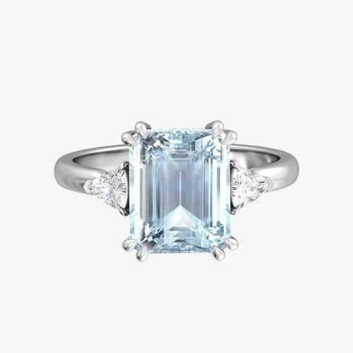 Bague Trilogy Emerald Aquamarine Platinum 