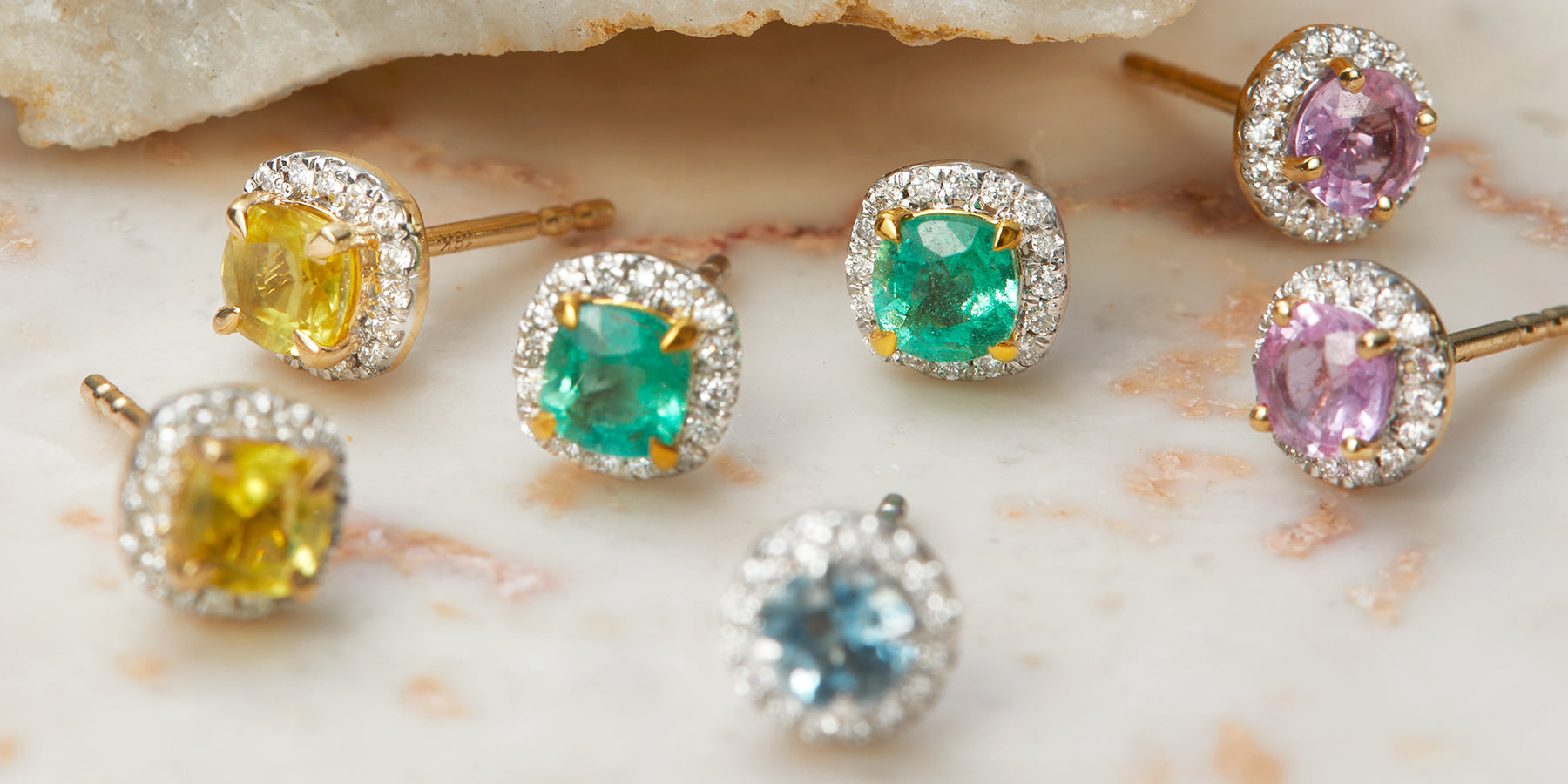 Mother's Day Gift Ideas | Yellow Sapphire, Emerald, Pink Sapphire, Aquamarine Classic Studs from Fenton