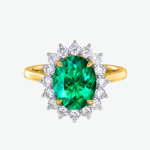 Star Oval Emerald 18k Yellow Gold