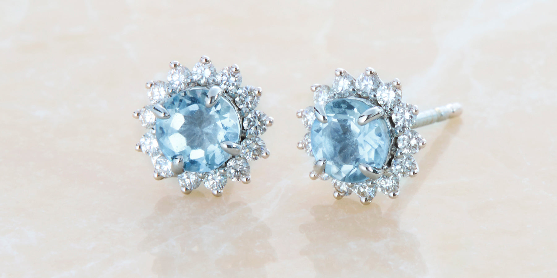 Mother's Day Gift Ideas | Aquamarine Round-Cut Star Stud Earrings from Fenton