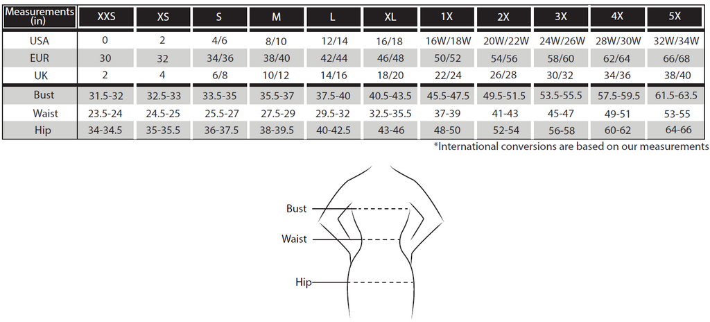 LUVMEMORE Size Chart