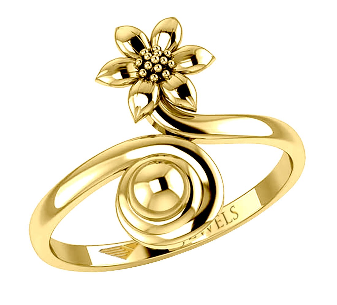 14k Yellow Gold Flower Ring with Diamond Center — The Jewelry Showroom