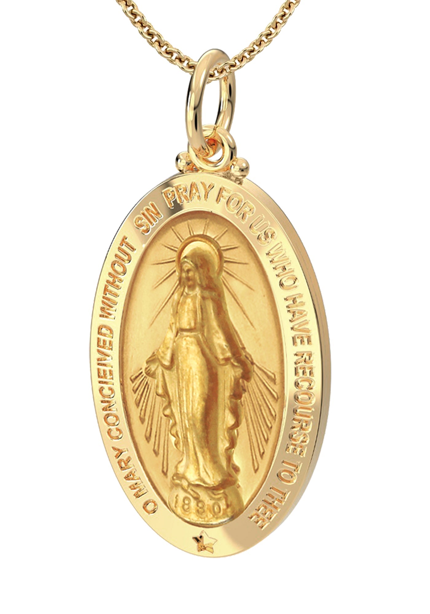 White gold miraculous clearance medal with chain