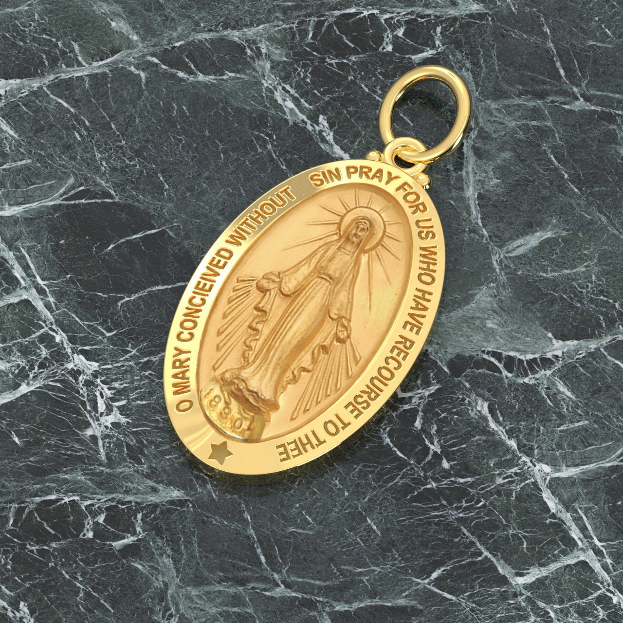 Virgin Mary Gold Necklace - Miraculous Medal Pendant