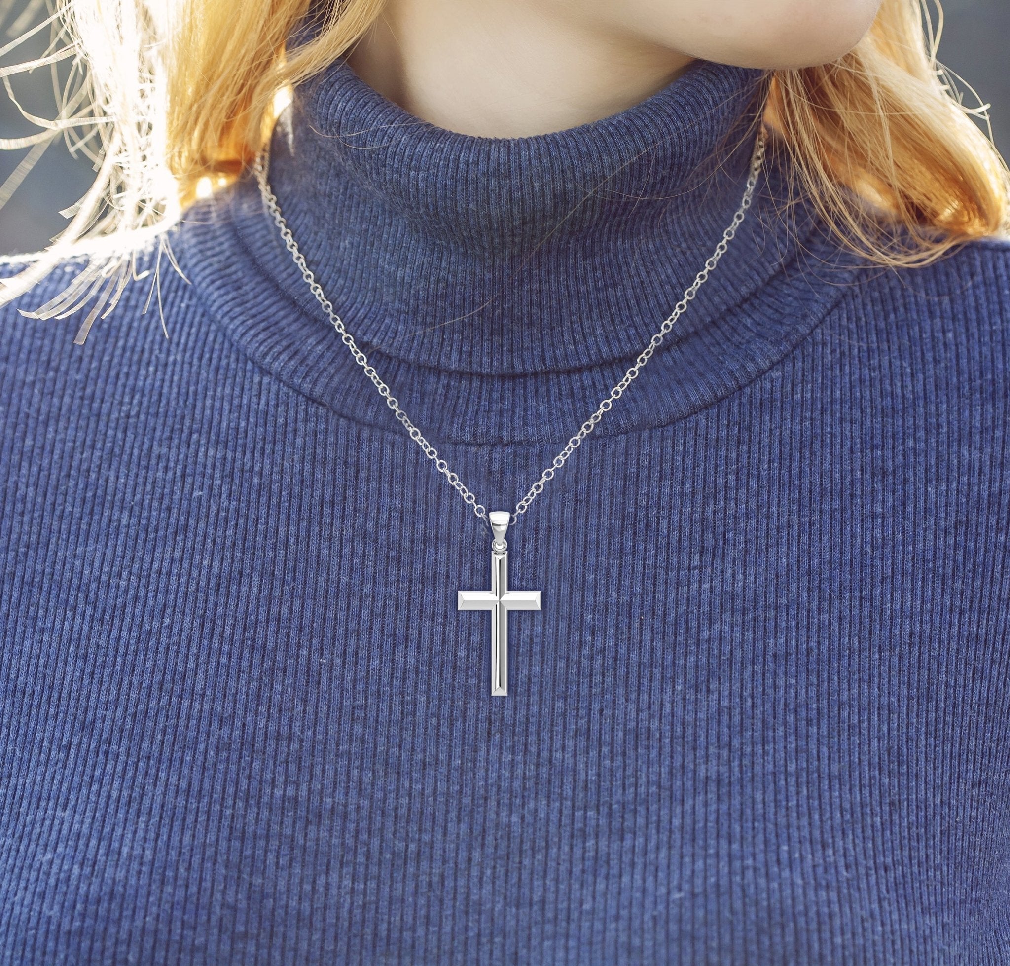 Christian Cross Necklace - Cross Pendant Necklace In Dome Shape